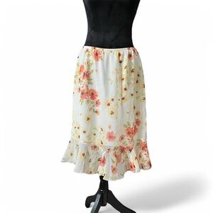 Vintage Y2K Fairy Coquette Floral Mesh Overlay Midi Skirt